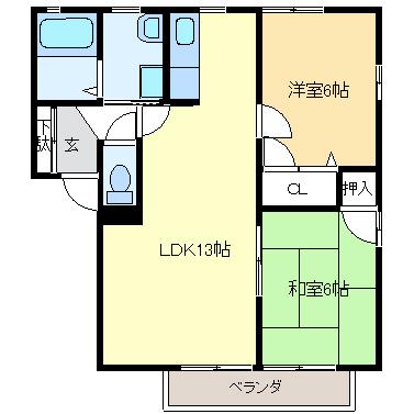 レイグランド(2LDK/1階)の間取り写真