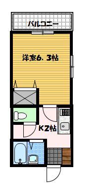 ピネイト南山手(1K/2階)の間取り写真