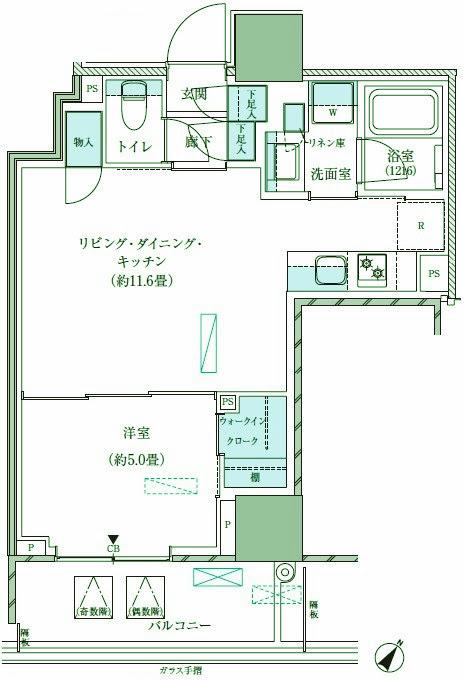 パークアクシス五反田スカイタワー(1LDK/15階)の間取り写真
