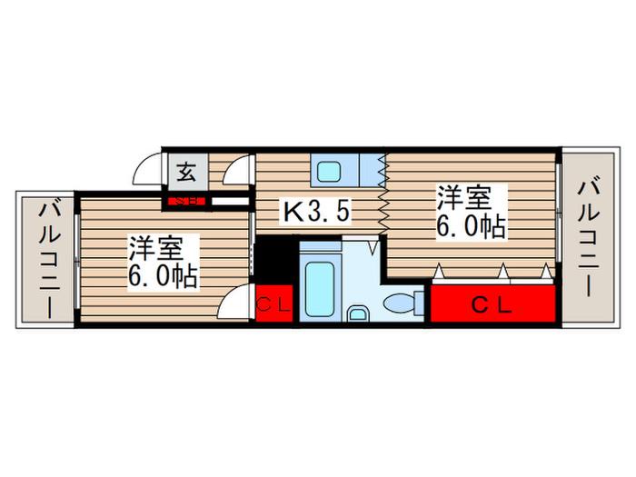 葛西第4ウイーンハイツ(2K/3階)の間取り写真