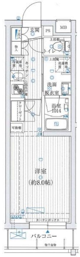 B CITY APARTMENT TOKYO サウス(1K/4階)の間取り写真