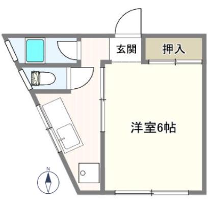 シエル中山手(1K/1階)の間取り写真