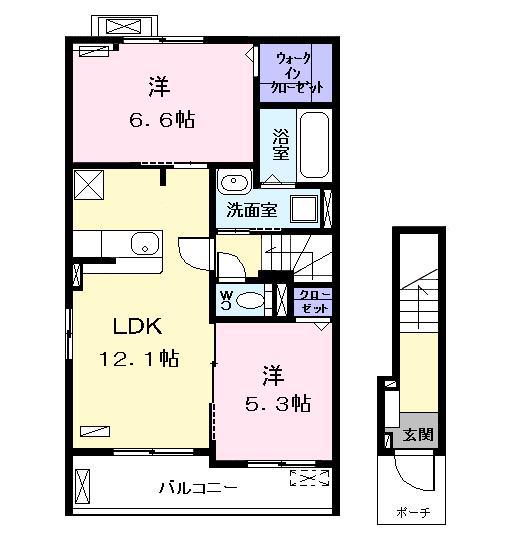 フォルトゥーナIII(2LDK/2階)の間取り写真
