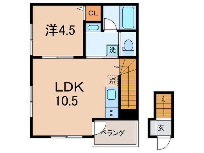 フルールハイム播磨町(1LDK/2階)の間取り写真