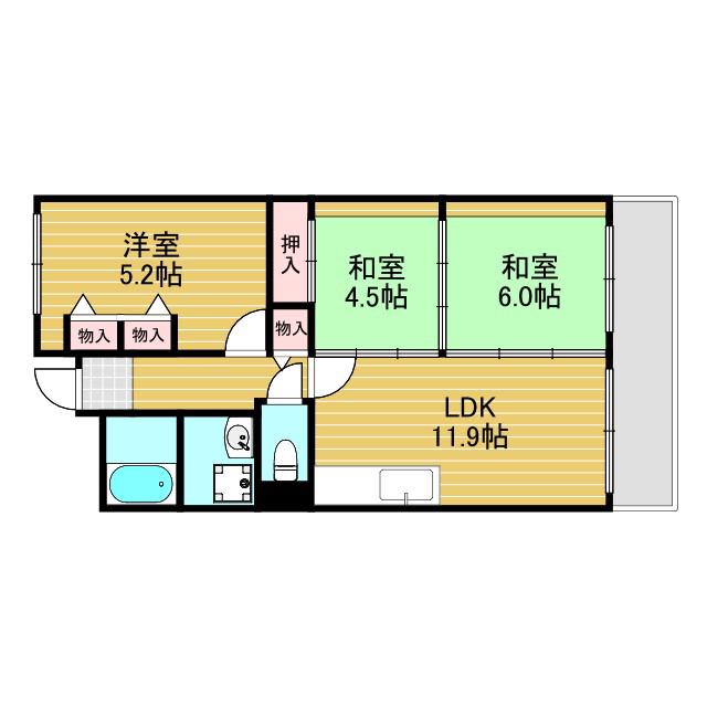 パルハセトン十三(3LDK/3階)の間取り写真