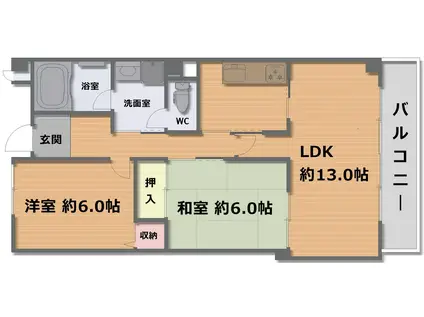 ガーデンプレイス寺岡(2LDK/2階)の間取り写真