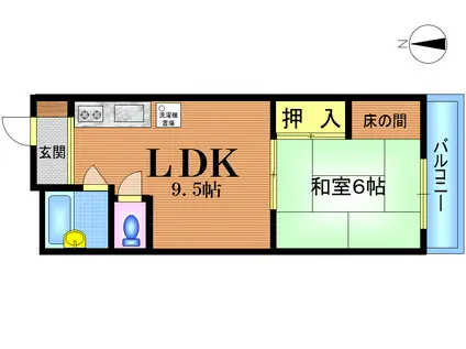 ヴィラ松島(1LDK/5階)の間取り写真