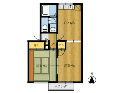 入江ハイツ(2DK/2階)の間取り写真