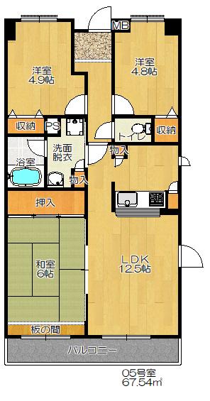 レクシア忍ヶ丘(3LDK/5階)の間取り写真