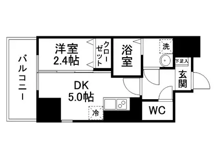 グラン・ドミール小田原弓ノ町(1DK/12階)の間取り写真