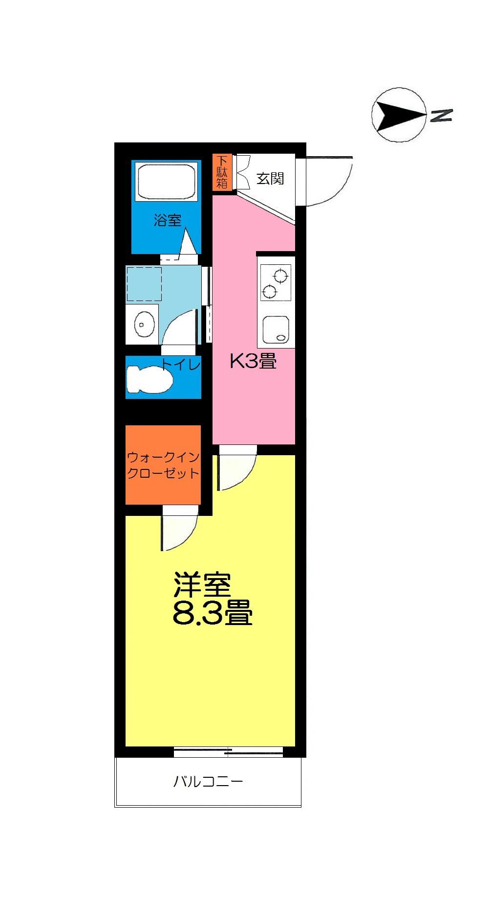 リバーハウス(1K/1階)の間取り写真