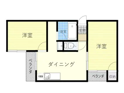 ユニバビルⅡ(2DK/5階)の間取り写真