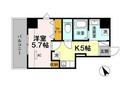 アイリス大森(1K/5階)の間取り写真