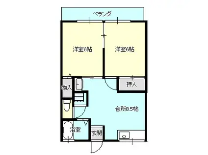 シティハイムメイプル(2DK/2階)の間取り写真