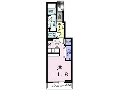 サンハイムピアI(ワンルーム/1階)の間取り写真