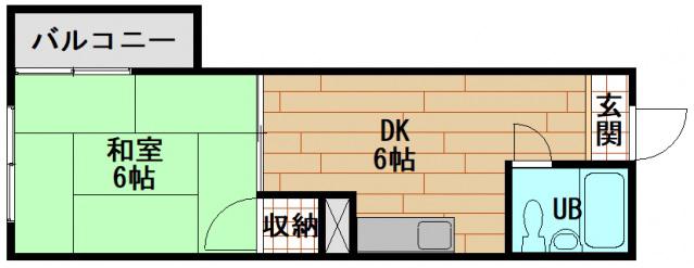 コーポ安留(1DK/2階)の間取り写真
