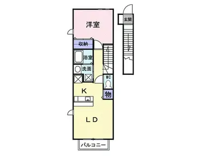 ベルメゾン(1LDK/2階)の間取り写真