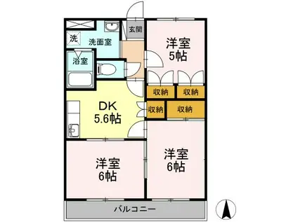 ディスカバリー柿田II(3DK/1階)の間取り写真