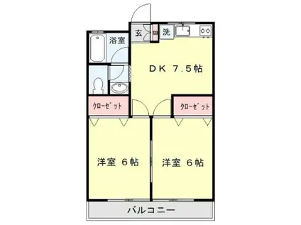 矢作ハイツ(2DK/2階)の間取り写真