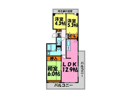 メゾン宝塚山本(3LDK/5階)の間取り写真