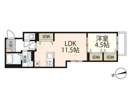 ファインヴィラIX(1LDK/2階)の間取り写真