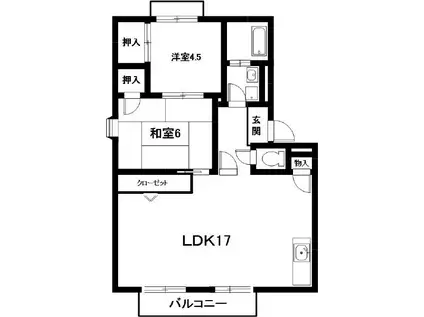 ファミール・岩成(2LDK/2階)の間取り写真