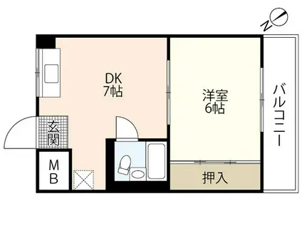 大地第三ビル(1DK/2階)の間取り写真