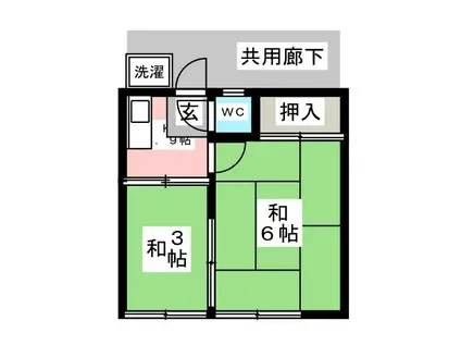 TAKAGIハウス(2K/1階)の間取り写真