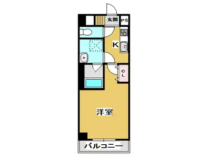 アシンメトリー三田(1K/3階)の間取り写真