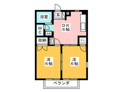 ニューシティ新井 B棟(2DK/2階)の間取り写真