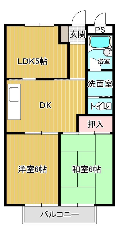 杉山第5ハイツ(3DK/2階)の間取り写真
