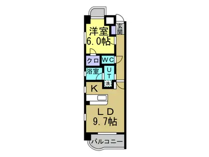 サプリーム若草(1LDK/2階)の間取り写真