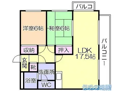 パシフィック長門石(2LDK/2階)の間取り写真