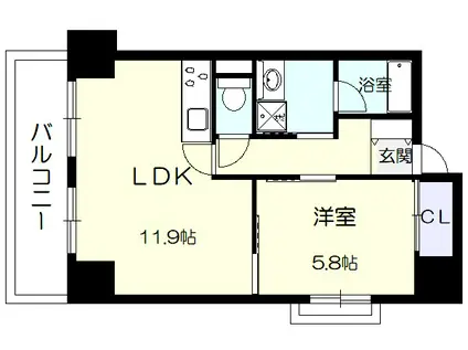 緑地JIRO2(1LDK/9階)の間取り写真