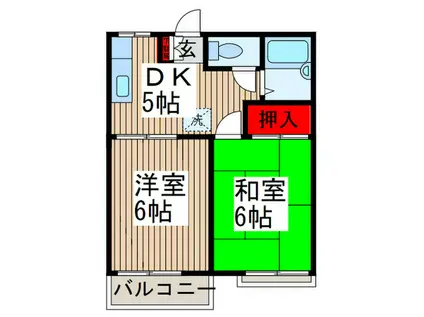 グランハイム松岡(2DK/2階)の間取り写真