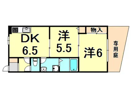 シャルル武庫之荘(2DK/1階)の間取り写真