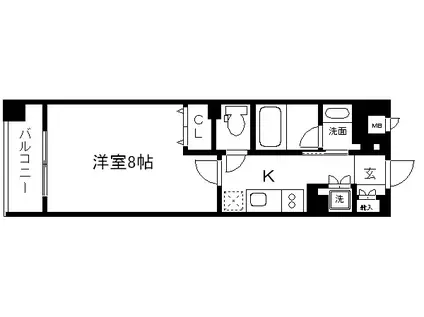 アスヴェル京都東山五条(1K/2階)の間取り写真