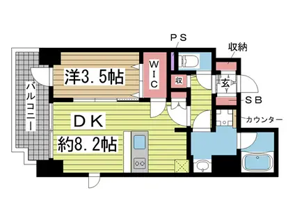 エステムコート神戸元町IIザ・サロン(1DK/10階)の間取り写真