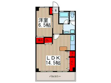 大竹ハイツ(1LDK/4階)の間取り写真