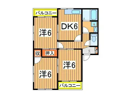 コーポ・アベ(3DK/2階)の間取り写真