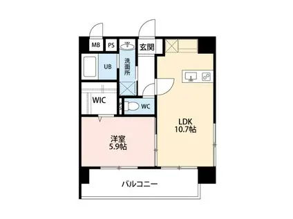 免疫ビルEXCIA II(1LDK/2階)の間取り写真
