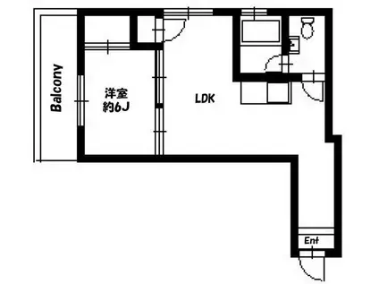 蒔田フラワーマンション(1LDK/2階)の間取り写真