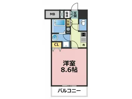 CASSIA高井田 ノース COURT(1K/2階)の間取り写真
