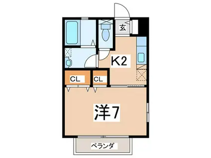 グランシャリオ(1K/2階)の間取り写真