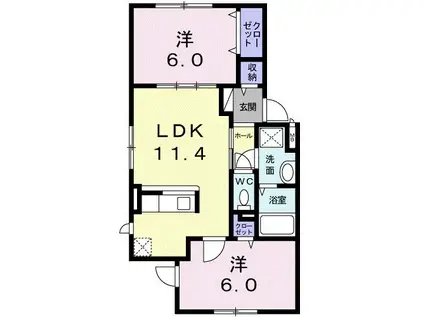 ひまわりハウス(2LDK/2階)の間取り写真