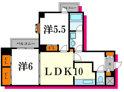 メゾン ド セドレ(2LDK/4階)の間取り写真