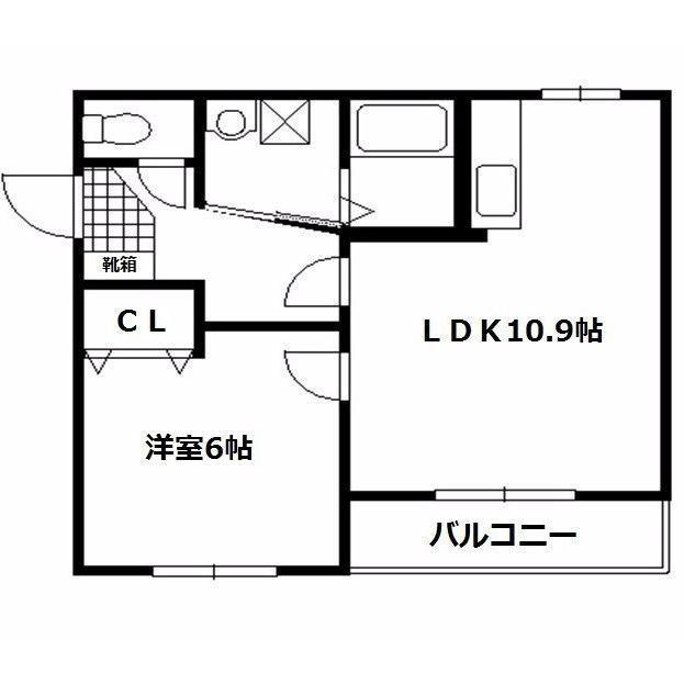 セゾンクレール昭和(1LDK/2階)の間取り写真