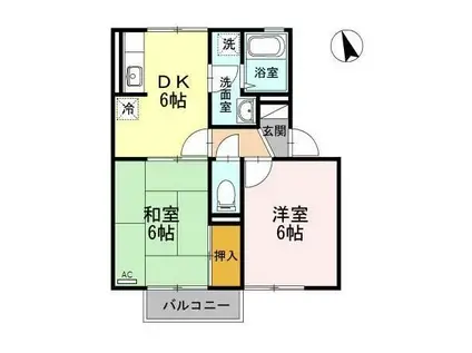 グランディール白浜(2DK/2階)の間取り写真