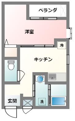 ヒルトップスクエア(1K/4階)の間取り写真