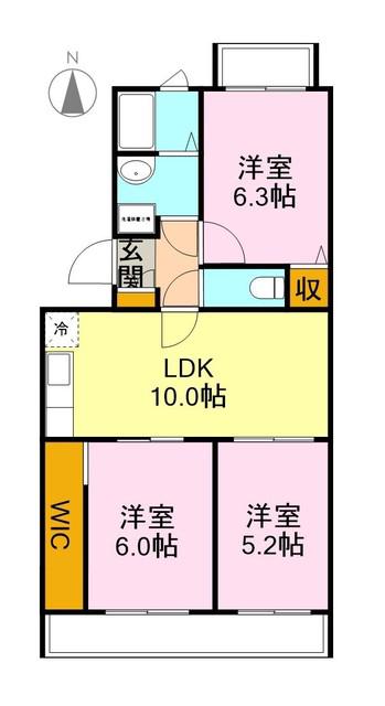 ハイム大石(3LDK/2階)の間取り写真